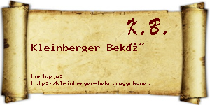 Kleinberger Bekő névjegykártya